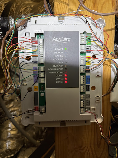 Aprilaire whole-home air control panel wired into an HVAC system by Texas Heatwave for cleaner, better-controlled indoor air